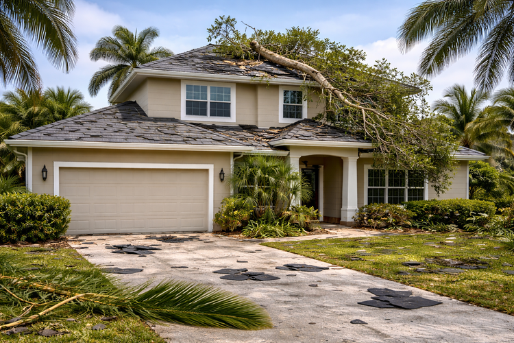 storm damage on a roof